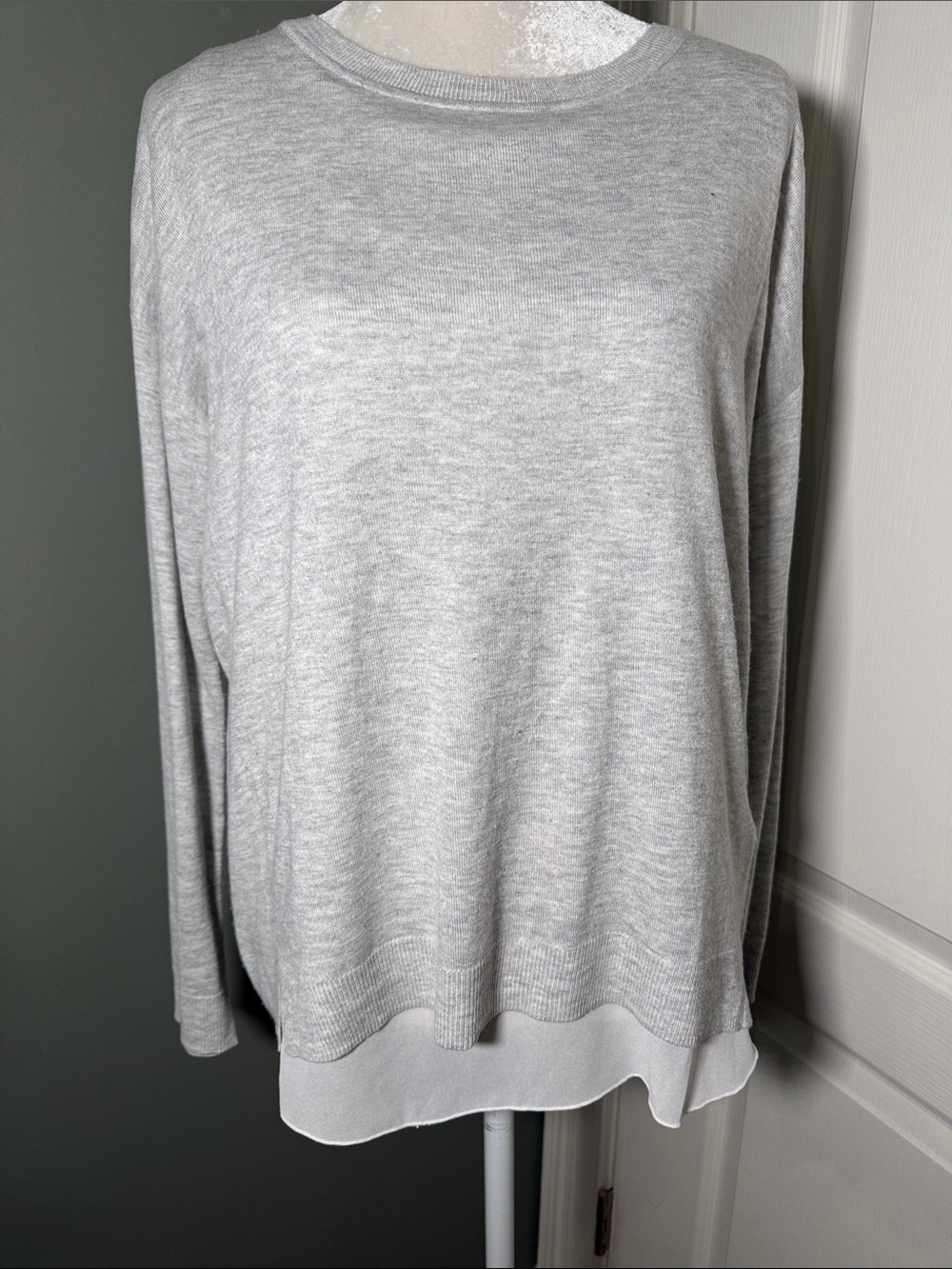 H&M Gray Layered Back Split Sweater Top Medium